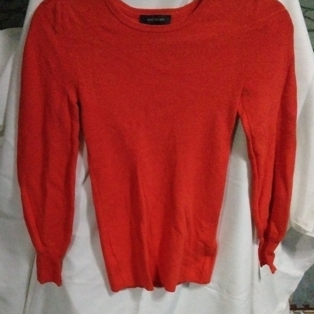 Ann Taylor Vibrant Red Crew Neck Sweater